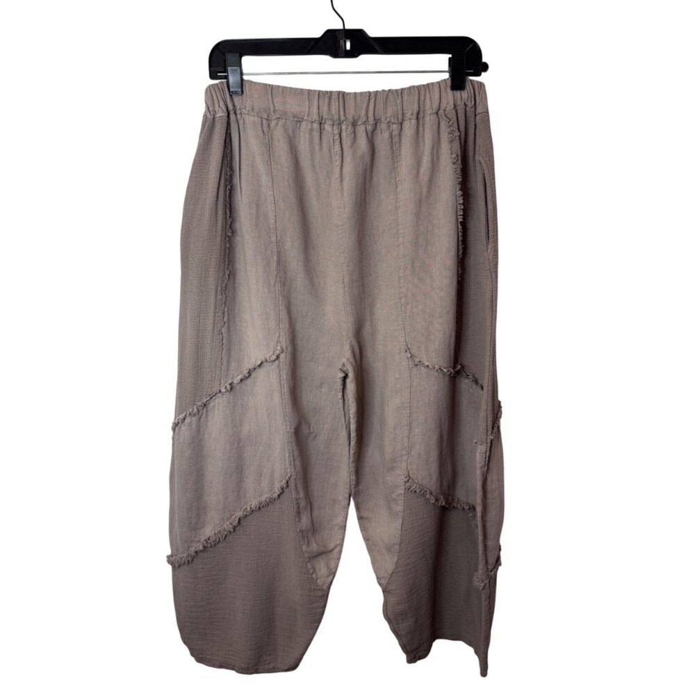 Fringed Wide-Leg Drawstring Pants - Gray - Picture 5 of 6